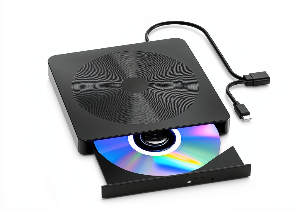 Installing Alphami External CD DVD Drive Laptop PC on a wooden desk