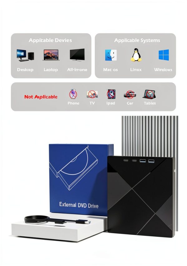 USB DVD Drive Wbacon 7in1 External CD/DVD Reader-4