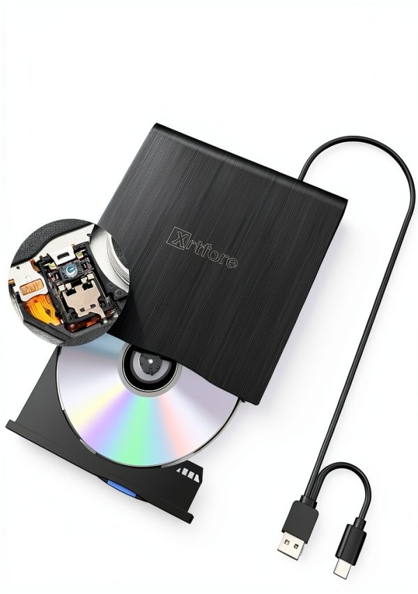 XRTFORE External CD DVD Drive Laptop PC USB 3.0 Ultra Slim-5
