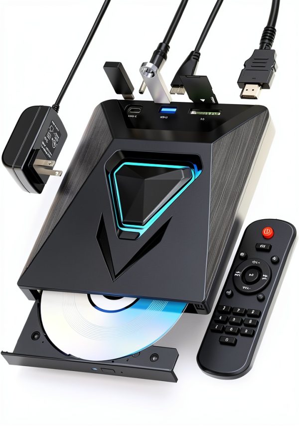 aelrsoch Mini Lightweight External DVD Drive Black-0