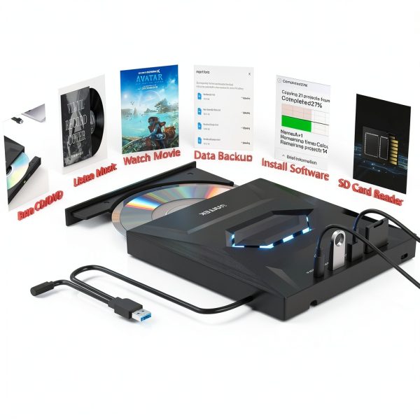 Unitek 5-in-1 External Optical Drive USB-C Black-2