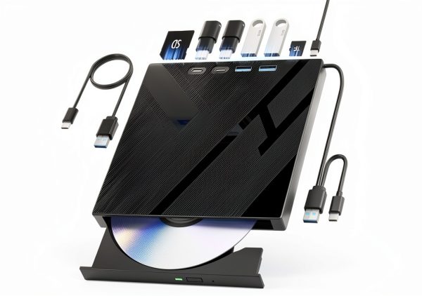 USB DVD Drive Wbacon 7‑in‑1 External USB‑C Portable-0