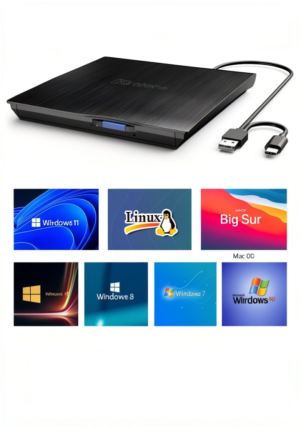 XRTFORE External CD DVD Drive Laptop PC USB 3.0 Ultra Slim-1