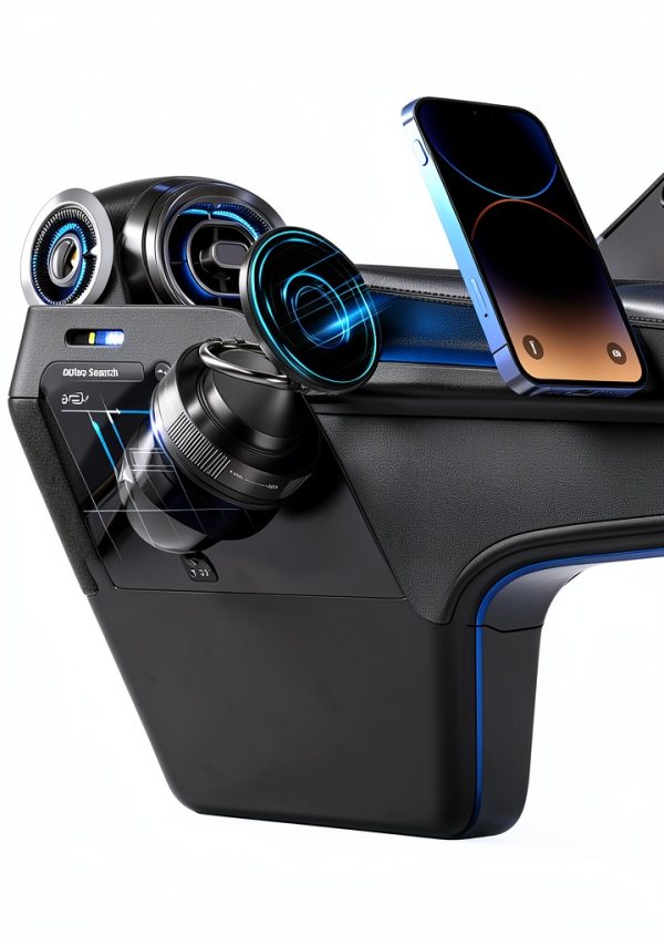 MARUVI Matte Black Magnetic Car Phone Holder-3